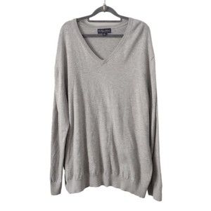 Brooks Brothers Supima Cotton Gray Sweater Mens XXL Pullover V-Neck